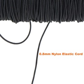EuTengHao 0.8mm Nylon Elastic Cord for Bracelet Satin Nylon Decorative Cord Nylon Hand Knitting Cord String Beading Thread Bracelet Rope for Necklace Bracelet Jewelry Making (Black,110Yards/0.8mm)