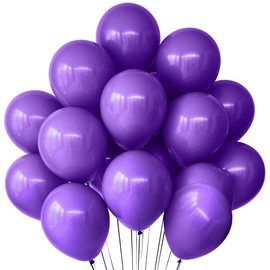KatchOn, Shiny Purple Balloons Set - 12 Inch, Pack of 50 | Purple Latex Balloons for Purple Birthday Decorations | Purple Blow Up Balloons for Purple Party Decorations | Round Dark Purple Balloons