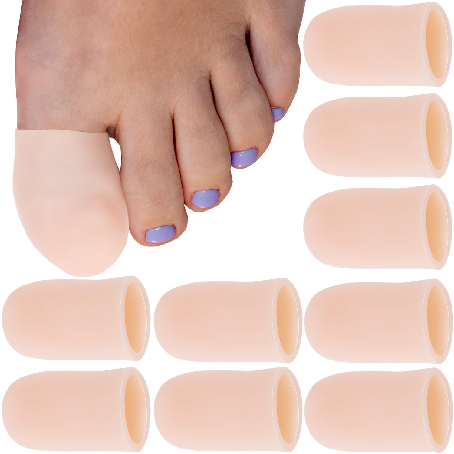 STSTR 10 PCS Soft Gel Toe Caps, Elastic Toe Protectors for Big Toe ...