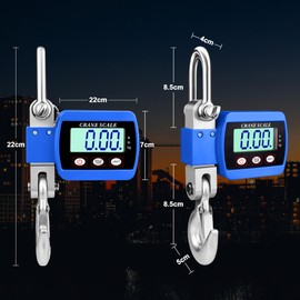 Everkeen Crane Scales 500 kg Digital Hanging Scales Electronic Wild Scales Industrial Hanging Scales Portable LCD Pull Scale with Hook Blue