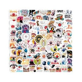 100PCS Bowling Stickers for Computer,Water Bottle,Skateboard,Suitcase,Laptop,Luggage,Cartoon Cute Bowling Sports Waterproof Vinyl Decals,Girls Teens Sticker,Trendy Ball Aesthetic Graffiti Decals