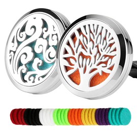 2 Stücke Auto Aromatherapie Ätherisches Öl Diffusor, Edelstahl Lufterfrischer Vent Clip Medaillon frauen auto zubehör mit 32 stücke Refill Pads für Auto