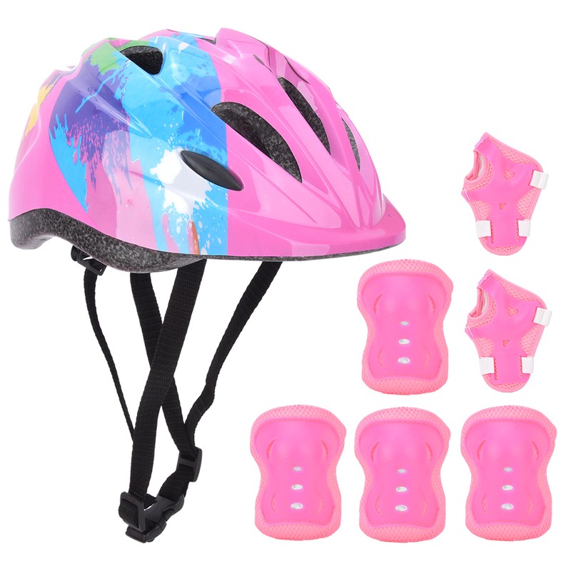 7pcs Kids Skating Bike Protective Gear Set Safety Helmet Knee