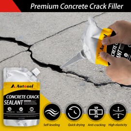 Autosel Asphalt Crack Filler Black, 6Pcs Self-Leveling Concrete Crack Filler, Highly Resilient Driveway Crack Filler, Quick-Drying Weather-Resistant Pavement Cement Crack Repair Sealant, Easy to Apply