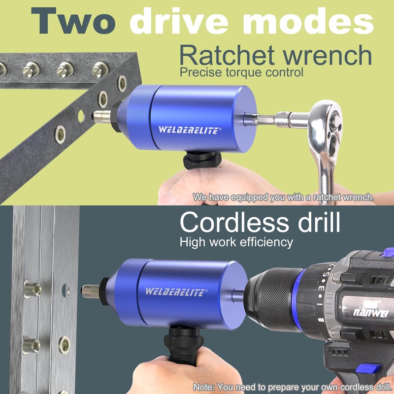 WelderElite Rivet Nut Drill Adapter Kit - Dual Drive Modes: