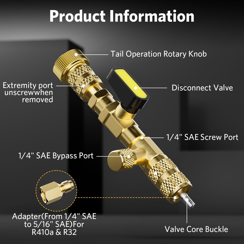HTOMT Valve Core Remover Installer Tool with Dual Size SAE