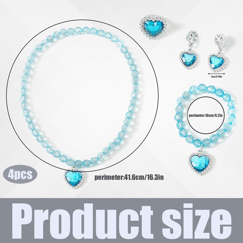 4 Pcs Girls Jewellery Set,Kids Jewellery Sets for Girls,Princess Kids