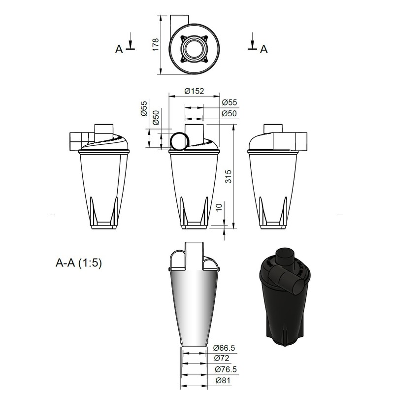 DUST COMMANDER CLC DIY Bundle Classic Cyclone Filter DUST COMMANDER