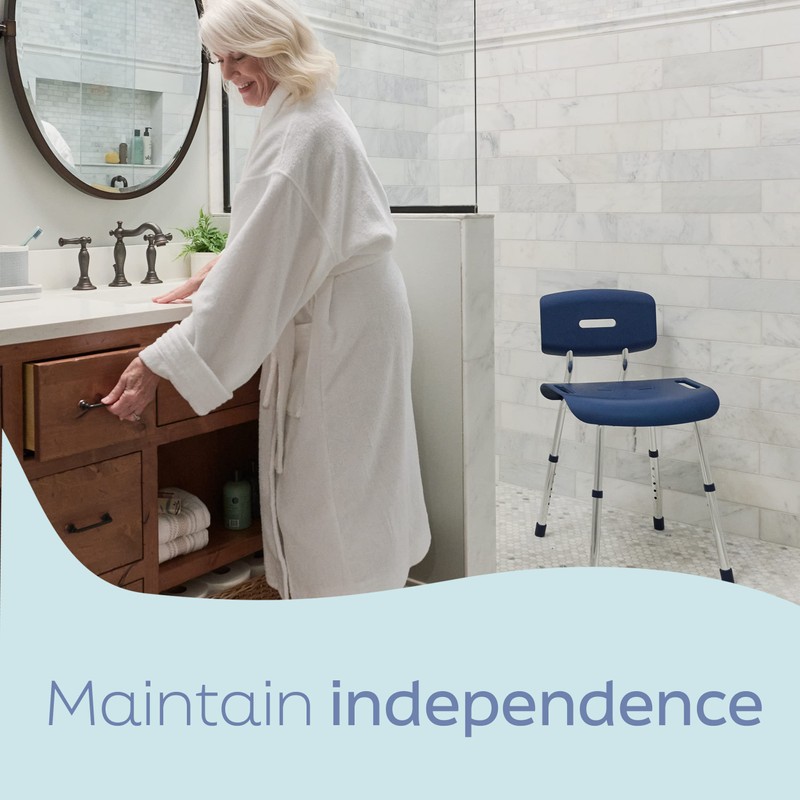 Medline Shower Chair with Backrest and Microban, Ideal for Disabled,