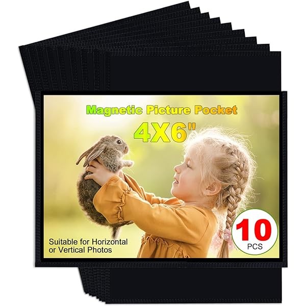 Black Magnetic Picture Frame 4X6 for Refrigerator,Photo Magnets Sleeves