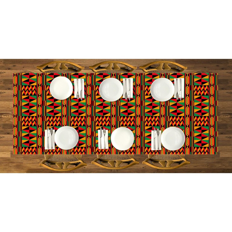 Buxiuer Juneteenth Tablecloth African American Party Decoration Kente Print Disposable