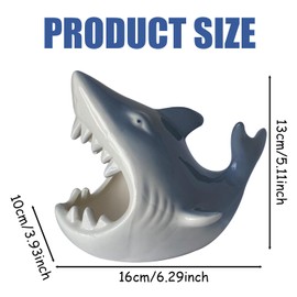 LOTIKOU 1 Pcs Cute Shark Candy Servers Bowl,Ceramic Candy Bowl with Sea Life Theme,Shark Shape Jewelry Dish Tray,Big Mouth Shark Statue Decor for Entryway Table Home Decor