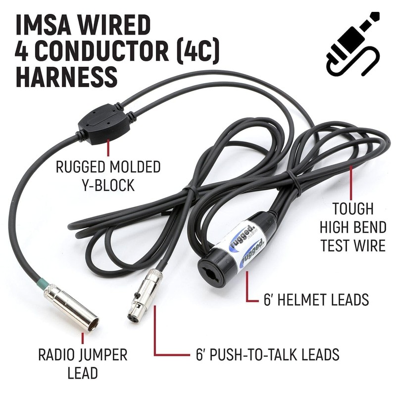 Rugged Radios IMSA Wired Car Harness - Connects Helmet Kit
