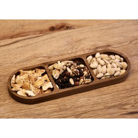 deccaro Acacia Wood Serving Platter 3 Compartments 33 cm Oval