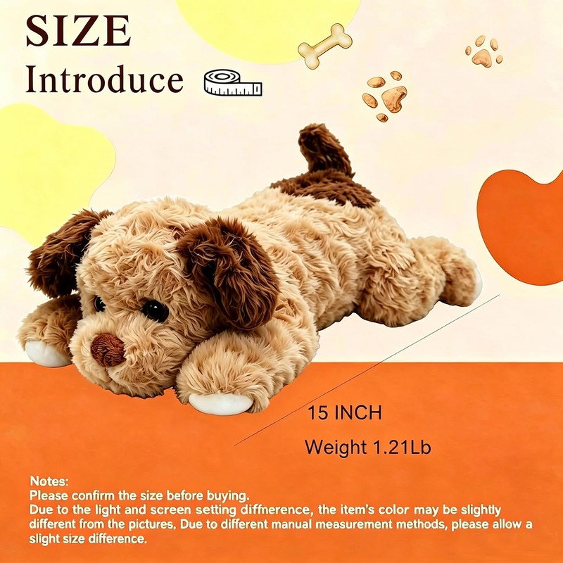 15" Puppy Stuffed Animals, Brown Dog Animals Plush Toys for