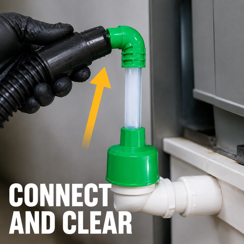 Universal AC Condensate Drain Line Cleaning Adapter for Wet/Dry Vacuum