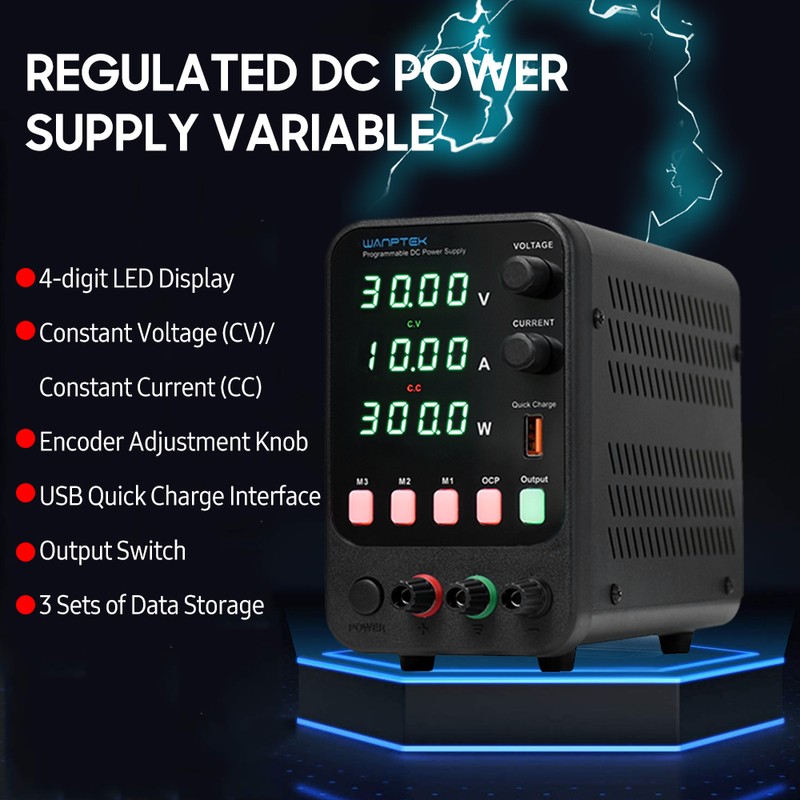 WANPTEK Bench DC Power Supply Variable 30V 10A Digital Display