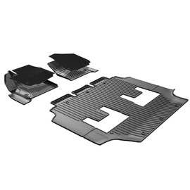 IKABEVEM Floor Mats Fit for Chrysler Pacifica (No Hybrid) 2017-2025, Voyager 2020-2025 | Carbon Fiber Pattern Floor Liners & Black Fabric Front Carpets | 6-PC All Weather Anti-Slip Waterproof Mats