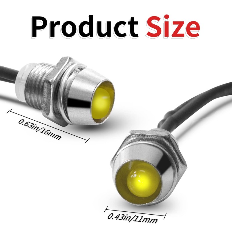 Senpinkboo 10PCS Car Boat LED Indicator Light 12V 8mm Pilot