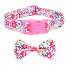 haoyueer Soft Comfy Bowtie Dog Collar,Detachable and Adjustable Bow Tie Collar,for Girl Female Small Medium Large Dogs (S, Pink1)