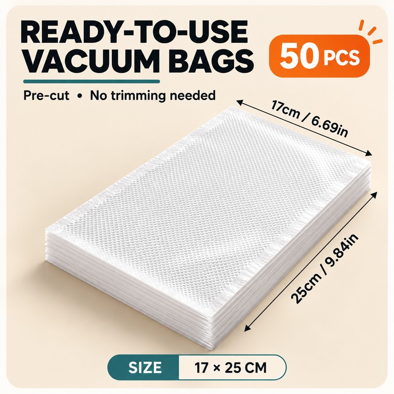 50-Pack Vacuum Food Storage Bags for Food Preservation – Reusable