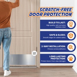 Panther Armor 8x34 Inch Silver Door Kick Plate, 1mm Thick Stainless Steel, Anti-Corrosive Metal Door Plate for Dog Scratching, Door Protector, Durable Kick Plate for Bottom of Door | Panther Armor