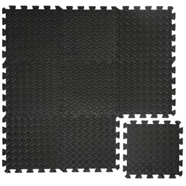 EYEPOWER Protective Flooring 10mm thick Puzzle Fitness Mat Exercise Mats 9 pcs each 30x30cm in EVA foam overall dimension 0,81qm expandable Black