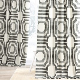HPD Half Price Drapes PRTW-D23A-120 Printed Cotton Curtain (1 Panel), 50 X 120, Mecca Steel