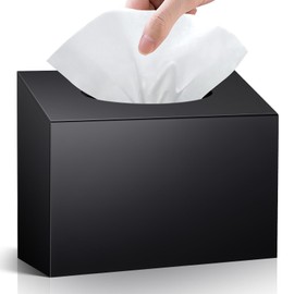 TAINESS Acrylic Hand Towel Box Cover Compatible with Kleenex Disposable Hand Towels Wall-Mounted Paper Towel Dispenser Suitable for Tabletop, Bathroom, Car, and Office Use (Black)