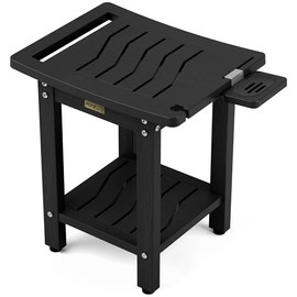 YEFU HIPS Shower Bench, Shower Benches for Inside Shower to Sit on, Waterproof Shower Stool for Shaving Legs with Storage, Indoor Ourdoor Bathroom Shower Chair Seat with Non-Slip Feet, Black, Medium