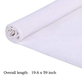 Linen Needlework Fabric, Kissbuty White Linen Fabric Cloth for Embroidery Garment Craft Flower Pot Decoration Embroidery Cross Stitch Cloth, 60 by 20 Inch