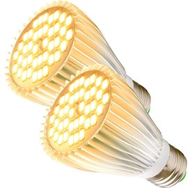 MILYN 2 Pack LED Grow Light Bulb, 30W Full Spectrum Plant Light Bulb Warm LED Grow Lights for Indoor Plants Vegetables, Flowers, Houseplants and Seedlings, E26 Lamp for Greenhouse, Garden, Hydroponic