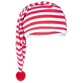 Goldschmidt Kostüme Pointed Cotton Striped Hat, Striped Hat, Sleep Hat for Children and Adults, Striped Carnival Hat (Red and White, One Size for Adults), Red White | One size for adults