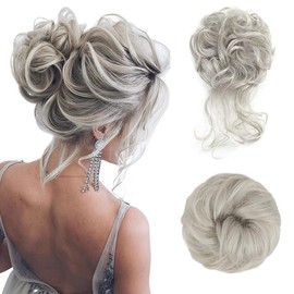 Vigorous Messy Bun Hair Piece for Women - 2PCS Synthetic Hair Pieces with Tousled Updo Hair Buns & Wavy Curly Texture Scrunchies Chignon Ponytail  - Easy to Wear & Versatile for Daily Use:_2/33# Black Cherry