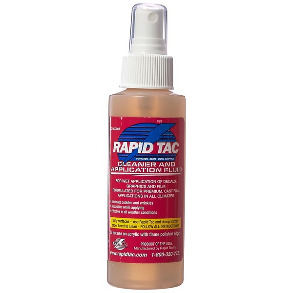 Rapid TAC Application Fluid for Vinyl Wraps Decals Stickers 4oz Sprayer
