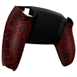 eXtremeRate Non-Slip Custom Back Plate Bottom Shell Compatible with p s 5 Controller, 3D Splashing Cover Game Improvement Replacement Back Shell Compatible with p s 5 Controller - Textured Red