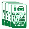 4 Pack 18x12 Inch Reflective Aluminum EV Charging Only Parking