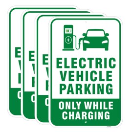 4 Pack 18x12 Inch Reflective Aluminum EV Charging Only Parking Signs