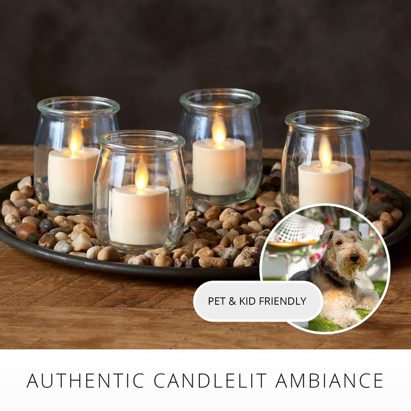 Luminara Flickering Flameless Pearl Ivory Tealights - Warm LED Light