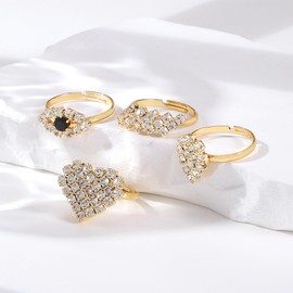 Toe Rings for Women - 4PCS Gold Toe Rings, Rings Open Adjustable Band Rings Jewelry Set, Heart Water Drop Eyes Open Ankle Ring