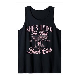 She's tying the knot Bachelorette Coquette Bow Bridal shower Tank Top