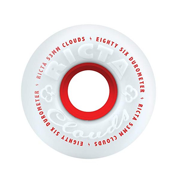 Value not found Ricta Unisex Adult Clouds 86A 86a Ditch Formula. This is A Soft Cruiser Wheel. Great for Rough Roads or Filming. - White/Red, 53mm