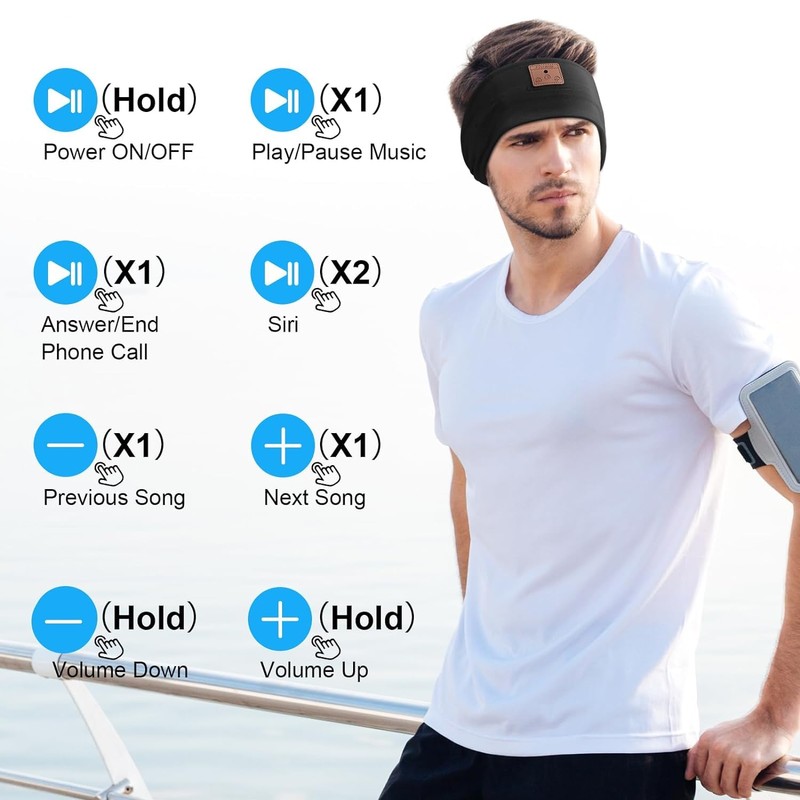 2-Pack Upgraded Wireless Bluetooth Headband for Side Sleepers, Running, Travel,