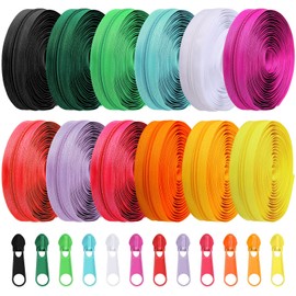 36 yardas, 12 piezas 5 cremalleras de costura surtidas, pequeñas cremalleras de nailon, ligeras y adaptables, cremalleras de bobina de nailon, cremalleras de costura coloridas, 120 deslizadores de cierre de plástico para suministros de costura (color bri