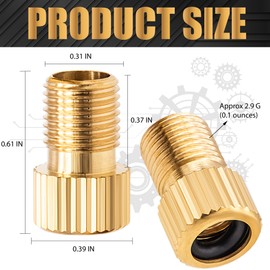 MEAJOO 4PCS Brass Presta Valve Adapter, Convert Presta to Schrader Adaptor, Inflate Tire Using Standard Pump or Air Compressor for Bikes, 4 Pack Black Tire Valve Caps(Vertical Grain Style)