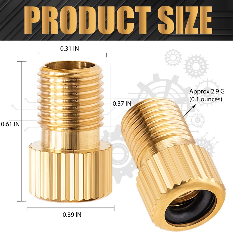 MEAJOO 4PCS Brass Presta Valve Adapter, Convert Presta to Schrader