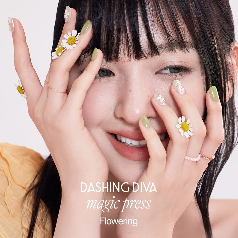 DASHING DIVA Magic Press Flower Ring, Nail Tips, 30 Tips,