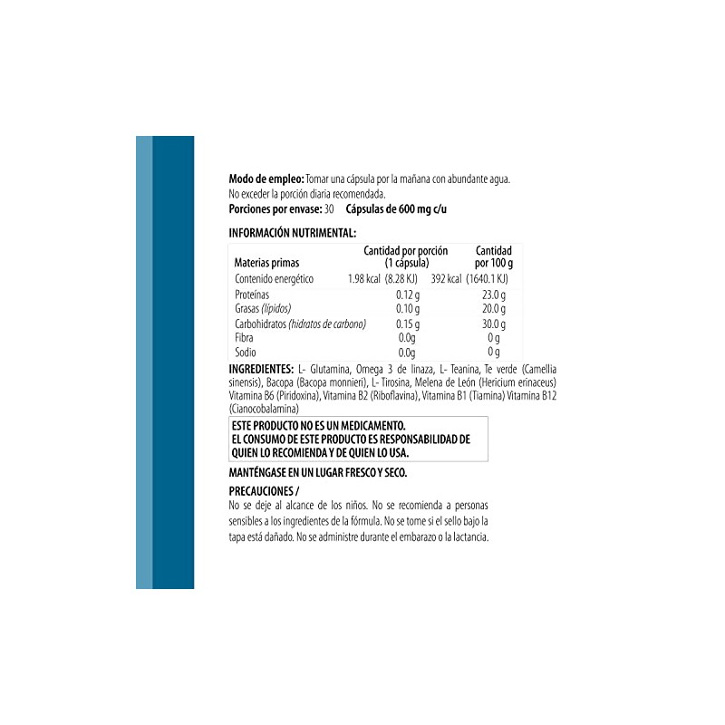 INNER | F-CUS | L-Glutamina, Bacopa, L-Tirosina, Complejo B |