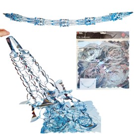 White and Silver Foil Christmas Decoration, Classic Hanging Festive Concertina Garlands and 3D Fold Out Snowflake Star Ball Bell (Large Garland)
