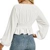Rooscier Women's Square Neck Lantern Long Sleeve Shirred Waist Ruffle